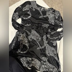 Easel Black and White Leopard Print Midi Dress